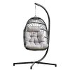 Indoor Outdoor Patio Hanging Egg Chair Wicker Swing Hammock with Stand