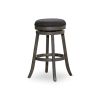 30" Bar Stool, Weathered Gray Finish, Charcoal Fabric Seat