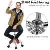 Round Bar Stool Height Adjustable Salon Stools Leather Swivel Rolling Chair with Casters 275LBS Load Bearing for Kitchen Bar Dining Office