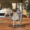 Indoor Outdoor Patio Hanging Egg Chair Wicker Swing Hammock with Stand