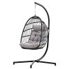 Indoor Outdoor Patio Hanging Egg Chair Wicker Swing Hammock with Stand