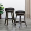 30" Bar Stool, Weathered Gray Finish, Charcoal Fabric Seat