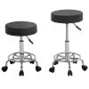 Round Bar Stool Height Adjustable Salon Stools Leather Swivel Rolling Chair with Casters 275LBS Load Bearing for Kitchen Bar Dining Office
