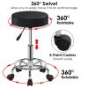 Round Bar Stool Height Adjustable Salon Stools Leather Swivel Rolling Chair with Casters 275LBS Load Bearing for Kitchen Bar Dining Office