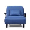 Modern Upholstered Convertible Folding Arm Sofa Sleeper Chair Bed Lounge w/ Pillow, Wheel, Metal Legs, 5 Position Adjustable Backrest, Blue