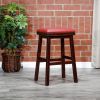 30" Bar Stool, Espresso Finish, Burgundy Leather Seat