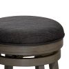 30" Bar Stool, Weathered Gray Finish, Charcoal Fabric Seat