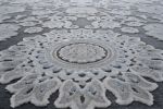 Lily Gray, Ivory, Blue Chenille and Viscose High - Low Area Rug 8x10