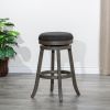 30" Bar Stool, Weathered Gray Finish, Charcoal Fabric Seat