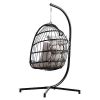 Indoor Outdoor Patio Hanging Egg Chair Wicker Swing Hammock with Stand