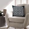 20 x Modern Square Cotton Accent Throw Pillow, Mandala Design Pattern, Black,