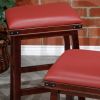 30" Bar Stool, Espresso Finish, Burgundy Leather Seat