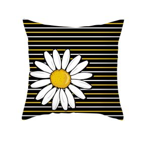 Modern Yellow Daisy Flower Cushion Cover Creative Letter Print Pillow Case (Option: TPR35511-45x45cm)