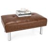 Rectangle Tufted Ottoman with Stainless Steel Legs for Living Room